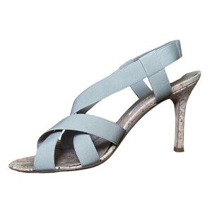 Manolo Blahnik Slingback Heels Strappy Nude Sandals